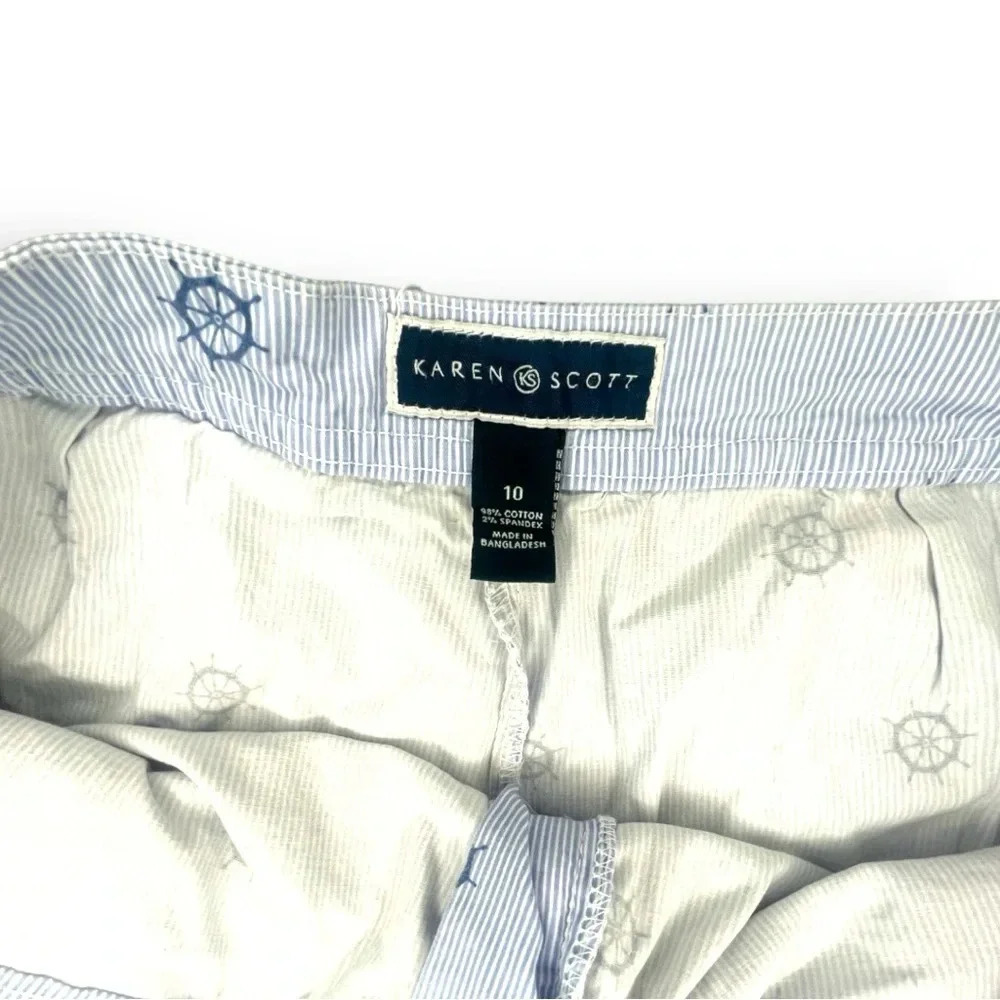 Karen Scott Nautical stripped Print Skort, Coastal Old Money Country Club Skirt - Picture 4 of 8